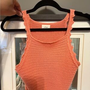 Wilfred Coral-Orange Knit Scallop Strap Tank